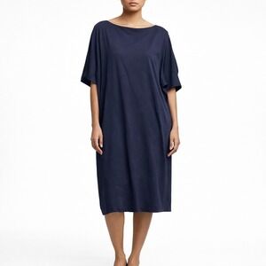 Eileen‎ Fisher Women Navy Tencel Blend Shift Dress 3X Minimalist NWT Lagenlook